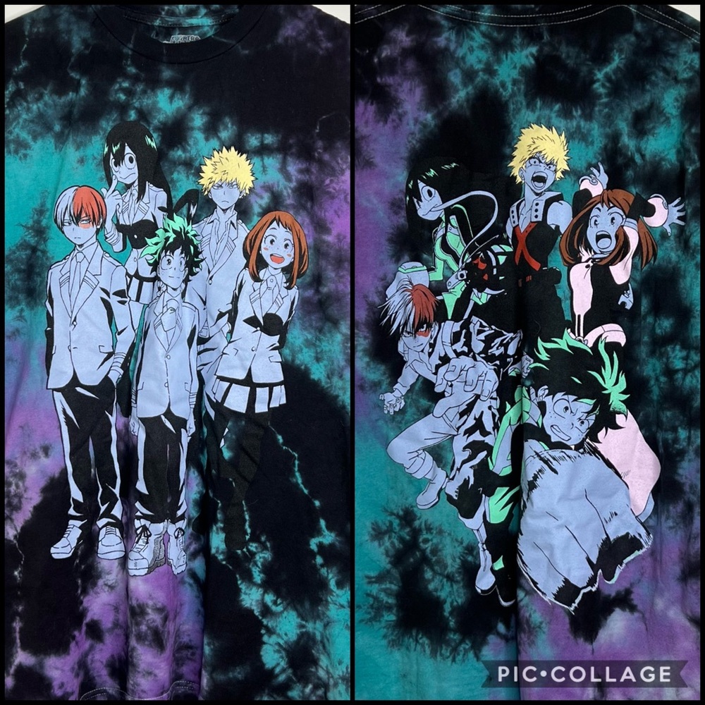 My Hero Academia Funimation Tie Dye T Shirt Front & Back Graphic Size Medium